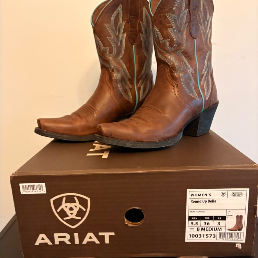 Ariat Women's Brown Ankle Boots with Blue Accents